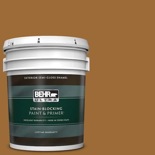 BEHR ULTRA 5 gal. #PPU6-01 Curry Powder Semi-Gloss Enamel Exterior Paint & Primer