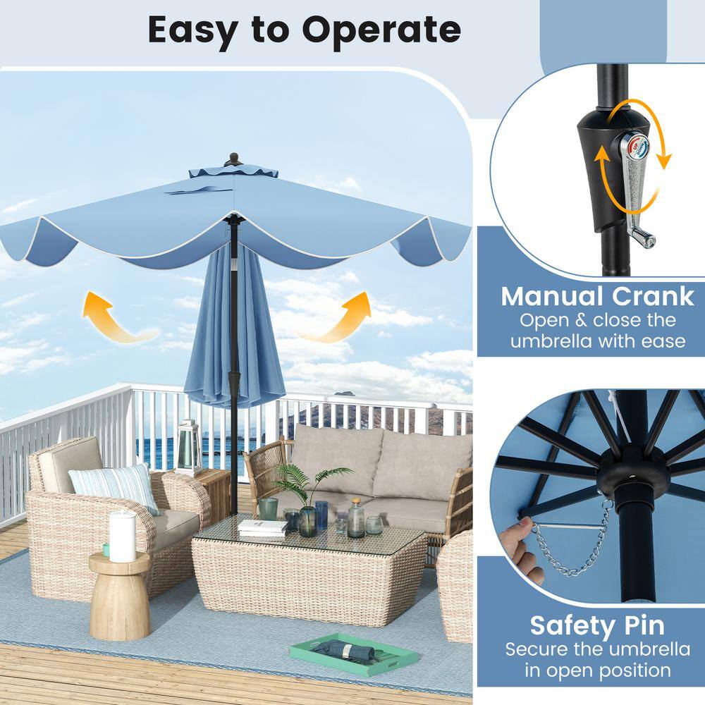 Navy 9 ft Patio Umbrella with Crank Handle and Tilt