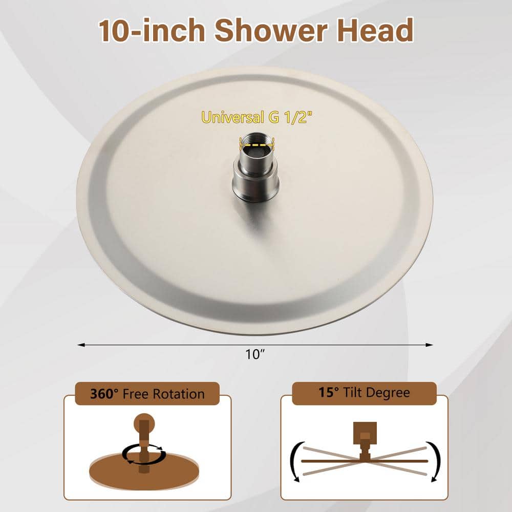10" Round Brushed Nickel Rain Shower Head
