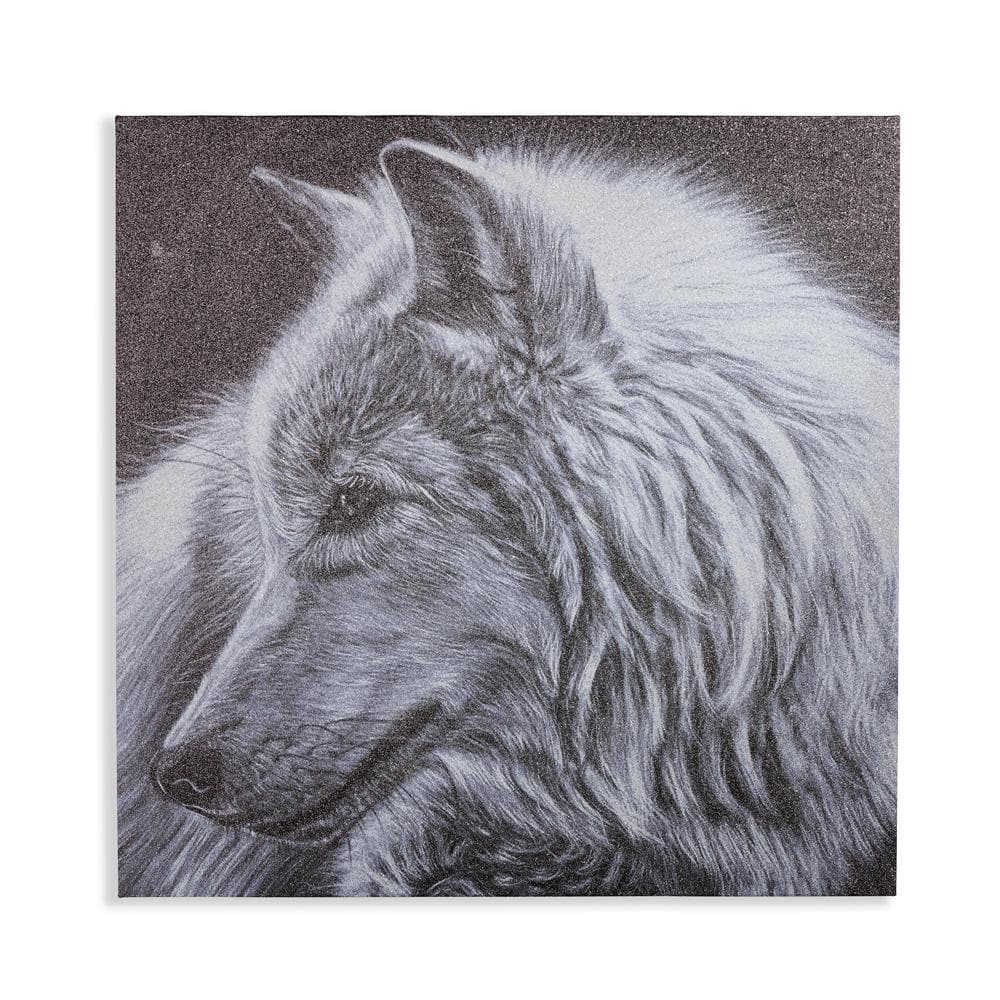 Arthouse Dusted Glitter Wolf Unframed Canvas Wall Art-4313 - The Home Depot