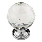 1-3/16 in. (30mm) Chrome and Clear Faceted Glass Cabinet Knob