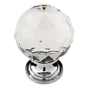 Faceted Crystal 1-3/16 in. (30 mm) Chrome and Clear Round Cabinet Knob