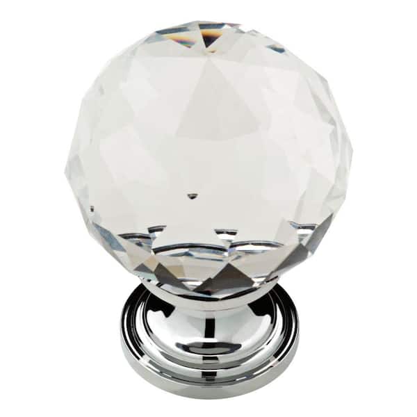 Liberty 1-3/16 in. (30mm) Chrome and Clear Faceted Glass Cabinet Knob