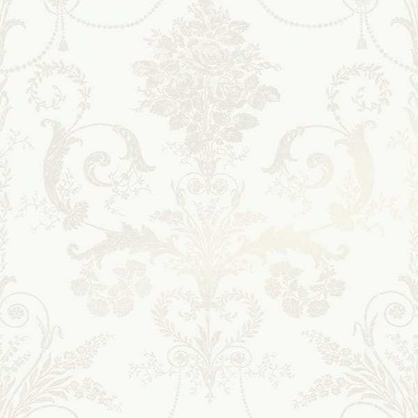 Laura Ashley Josette White Unpasted Removable Wallpaper Sample