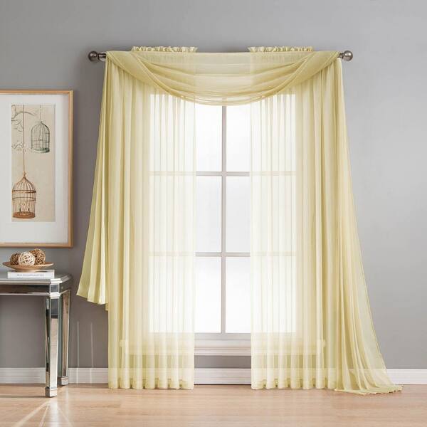 Window Elements Diamond Sheer Voile 56 in. W x 216 in. L Curtain Scarf in Yellow