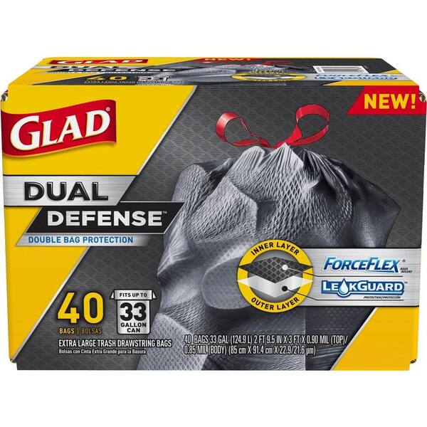Glad ForceFlex 33 Gal. Rip Guard Drawstring Trash Bags (40-Count)