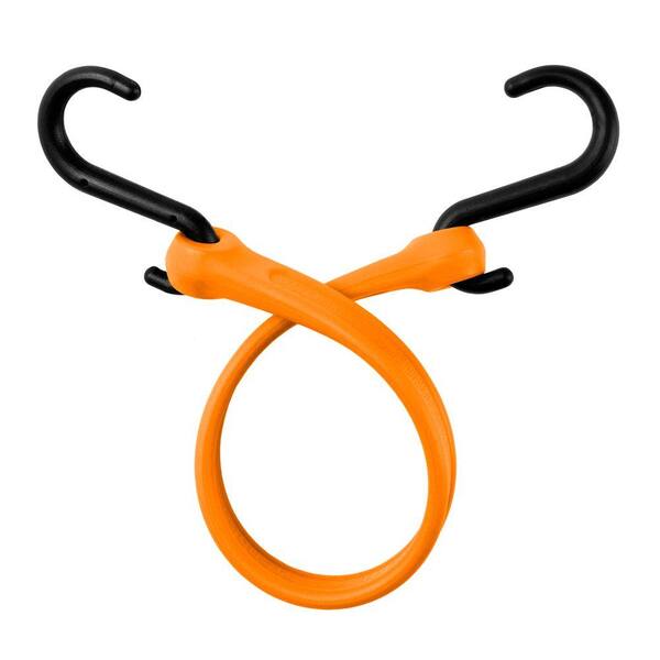 The Perfect Bungee 13 in. EZ-Stretch Polyurethane Bungee Strap with Nylon S-Hooks (Overall Length: 18 in.) in Orange