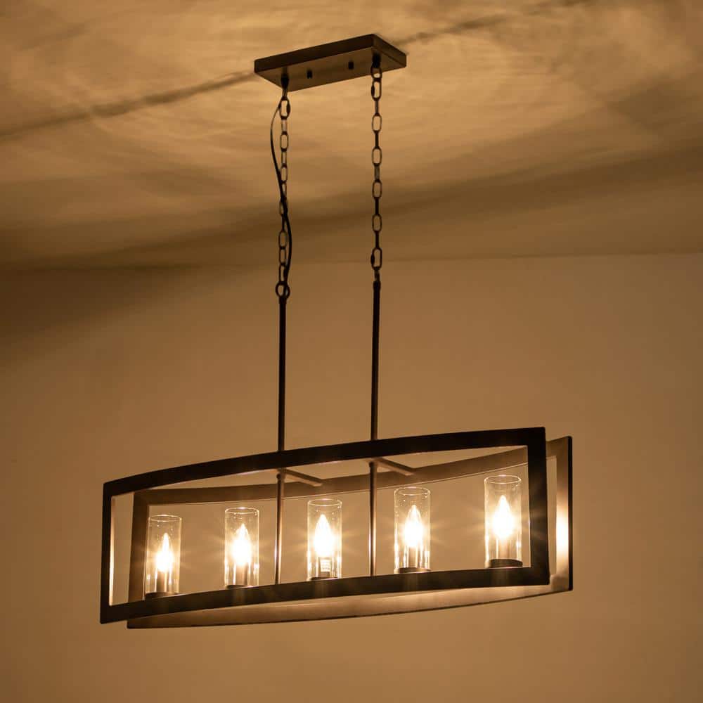 Oil Rubbed Bronze 5-Light Industrial Cage Pendant