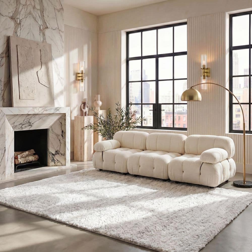 Berber Shag 6 ft. x 9 ft. Ivory/Light Gray Two-Toned Solid Area Rug price history on PriceWatchPro