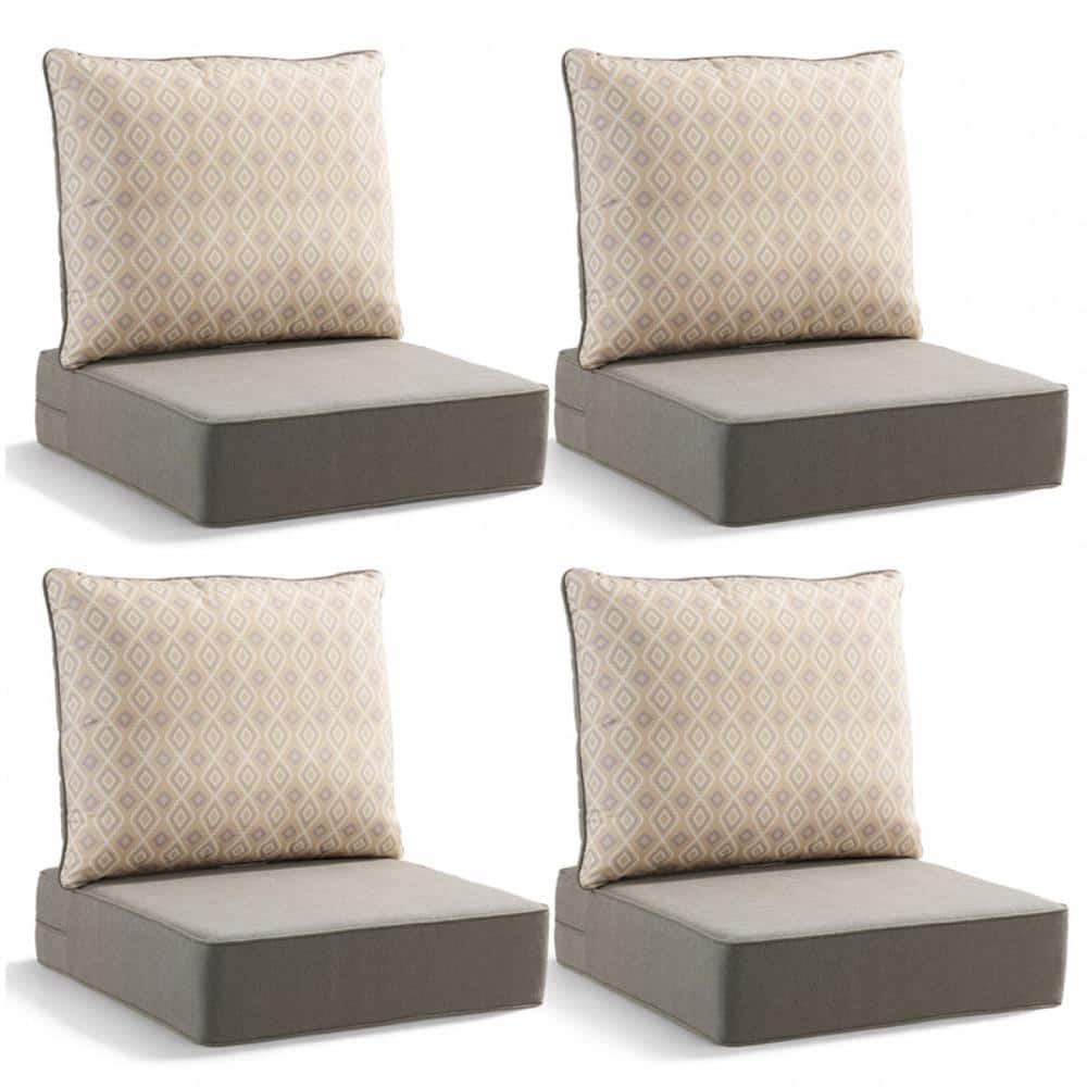 Duraolex 22in. W x 24in. D x 6in. Thick 8-Piece Deep Seating Outdoor Lounge Chair Olefin Cushion, Gray/Diamond Geo price history on PriceWatchPro