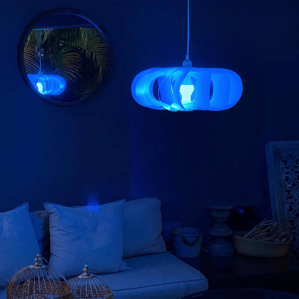 White Plastic LED Smart Pendant Light with Rope Accents