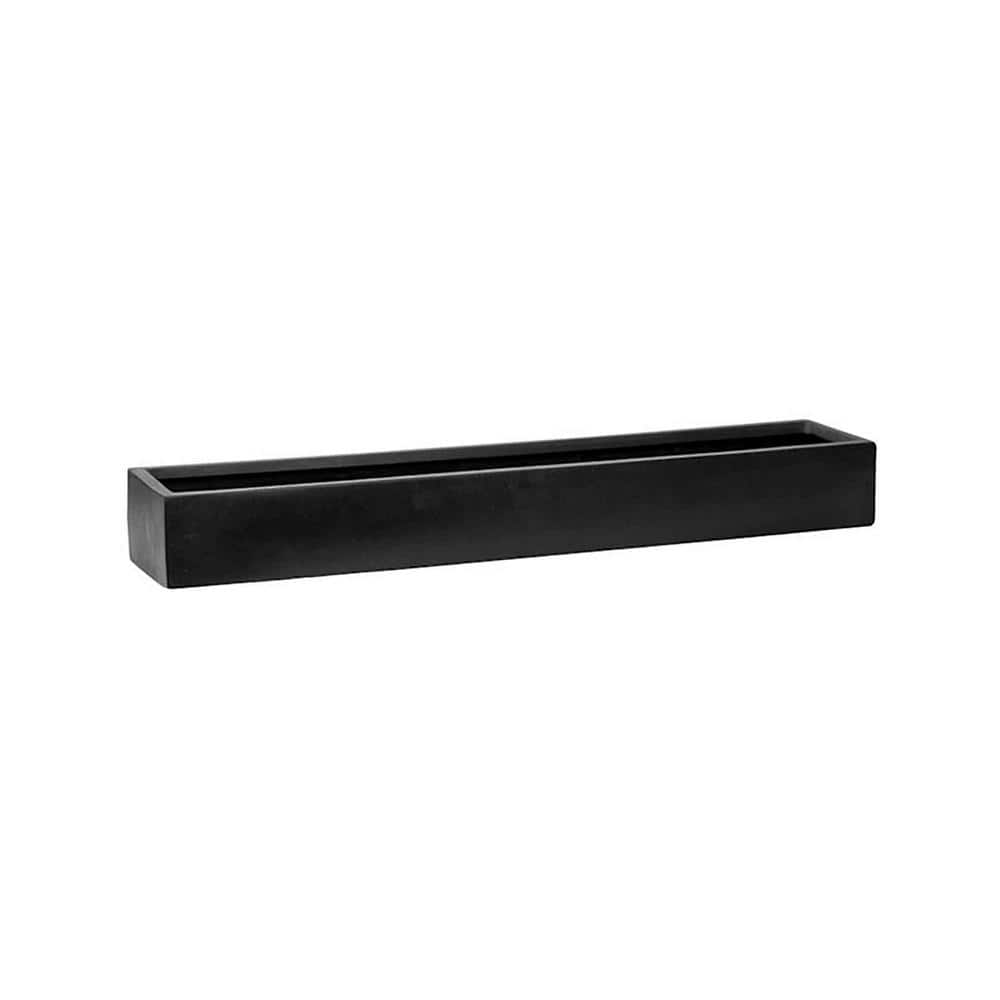 Carlo 3.75 in. x 6 in. x 31.5 in. Black Fiberstone Planter