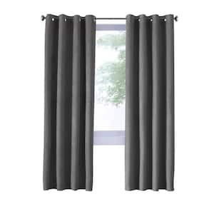Navar Dark Grey Polyester Faux Seude 54 in. W x 108 in. L Grommet Indoor Blackout Curtain (Single Panel)
