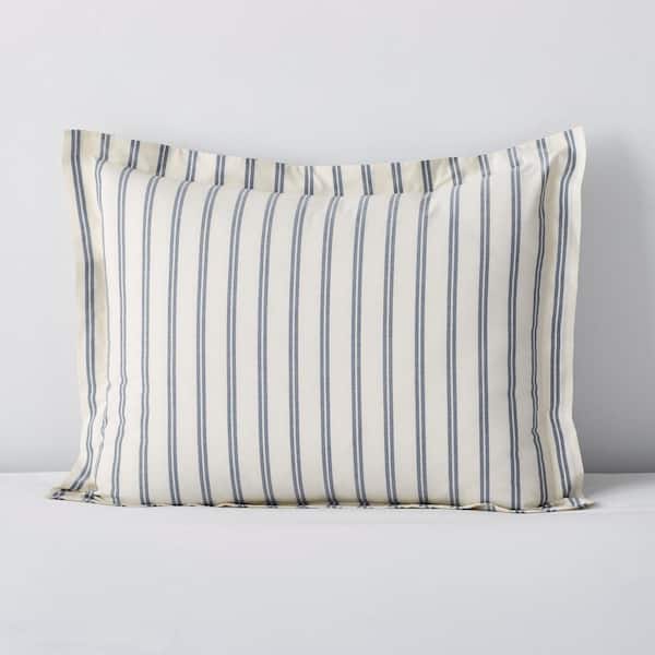 Narrow Stripe Navy 200-Thread Count Cotton Percale Standard Sham