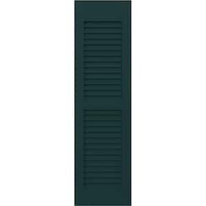 Americraft 12 in. W x 41 in. H 2-Equal Louver Exterior Real Wood Shutters Pair in Thermal Green