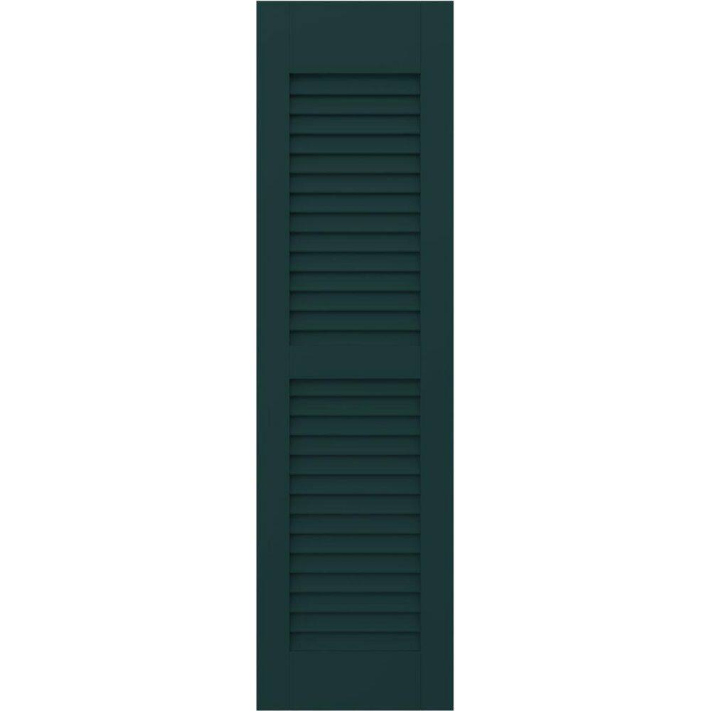 15 in. W x 32 in. H Americraft 2 Equal Louver Exterior Real Wood Shutters Pair in Thermal Green price history on PriceWatchPro