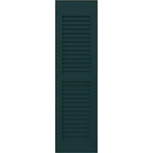 Americraft 15 in. W x 47 in. H 2-Equal Louver Exterior Real Wood Shutters Pair in Thermal Green