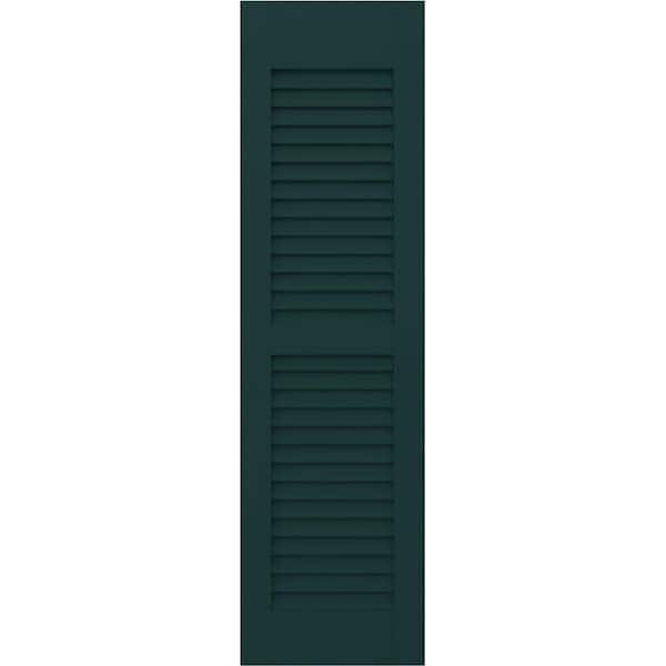 Ekena Millwork Americraft 15 in. W x 68 in. H 2-Equal Louver Exterior Real Wood Shutters Pair in Thermal Green
