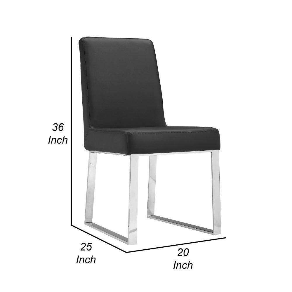 Black Faux Leather Upholstered Parsons Side Chair with Chrome Metal Legs