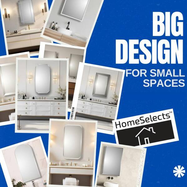 HomeSelects Framington Transitional Styled 16 in. W x 26 in. H Beveled Rectangle Mirror Recessed Bathroom Medicine Cabinet