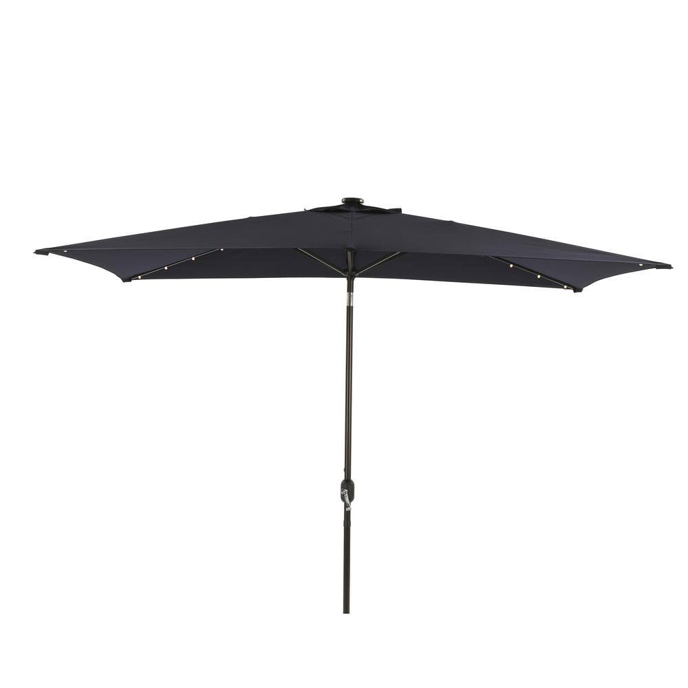 10 ft. x 6.5 ft. Market Rectangular Outdoor Patio Umbrella with LED in Dark
