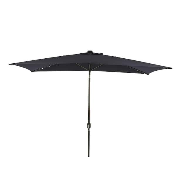 Unbranded 10 ft. x 6.5 ft. Market Rectangular Outdoor Patio Umbrella with LED in Dark Blue