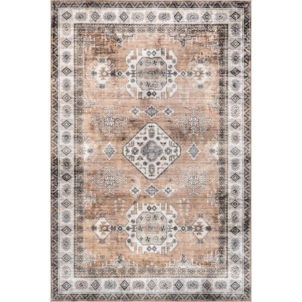 nuLOOM Evelina Traditional Spill-Proof Machine Washable Rust 6 ft. x 9 ft. Area Rug