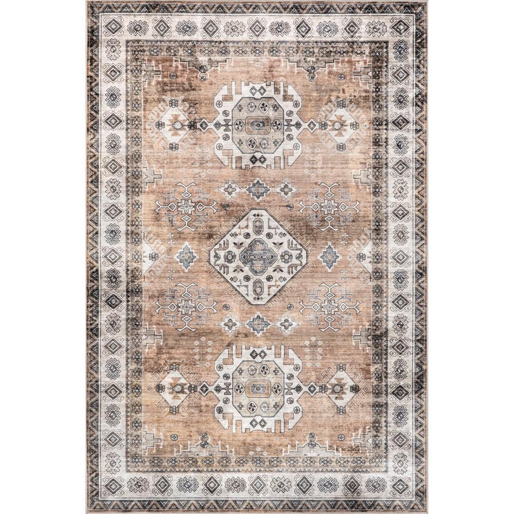 Rust 8x10 Rug nuLOOM Evelina Traditional Spill-Proof Machine Washable Rust 8 ft. x 10 ...