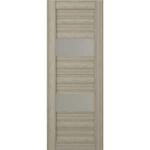 Vita 18 in. x 80 in. No Bore Solid Core 2-Lite Frosted Glass Shambor Finished Wood Composite Interior Door Slab