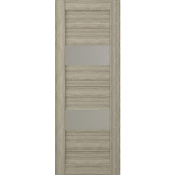 Belldinni Vita 30 in. x 80 in. No Bore Solid Core 2-Lite Frosted Glass Shambor Finished Wood Composite Interior Door Slab