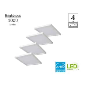 7 in. Light Square White Integrated LED Flush Mount in Soft White (4-Pack)