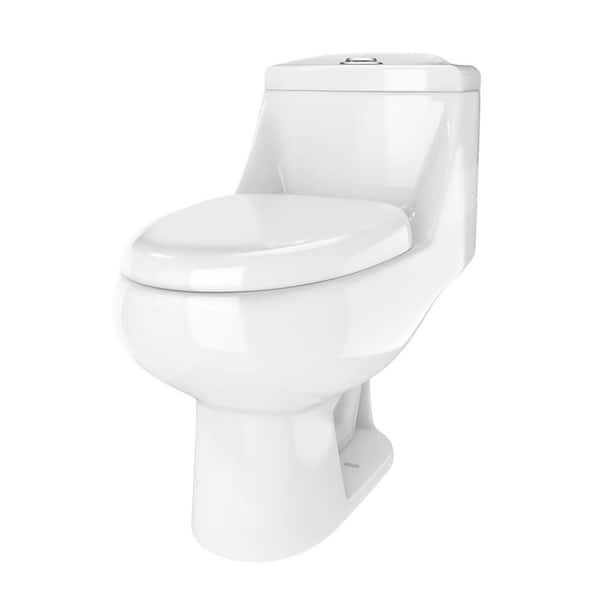 Aqua 12 inch Rough in One-Piece 1.6 GPF Single Flush Elongated Toilet in White Seat Included