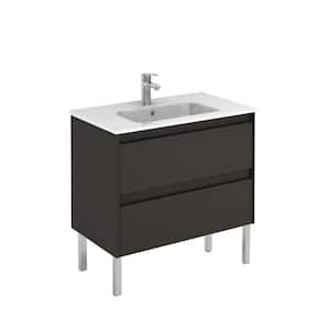 31.6 in. W x 18.1 in. D x 32.9 in. H Bathroom Vanity Unit in Anthracite with Vanity Top and Basin in White