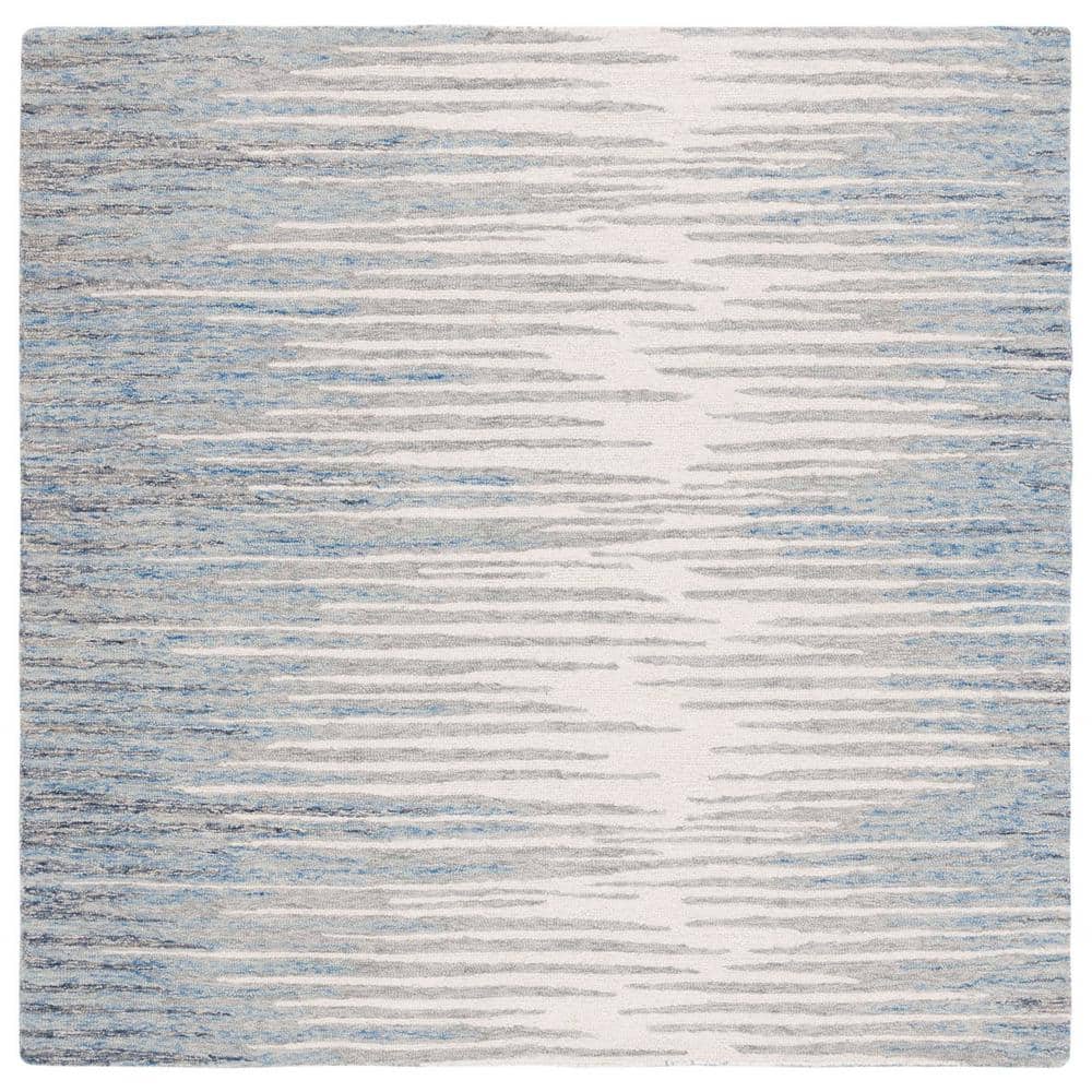 SAFAVIEH Abstract Ivory/Dark Blue 6 ft. x 6 ft. Contemporary Striped ...