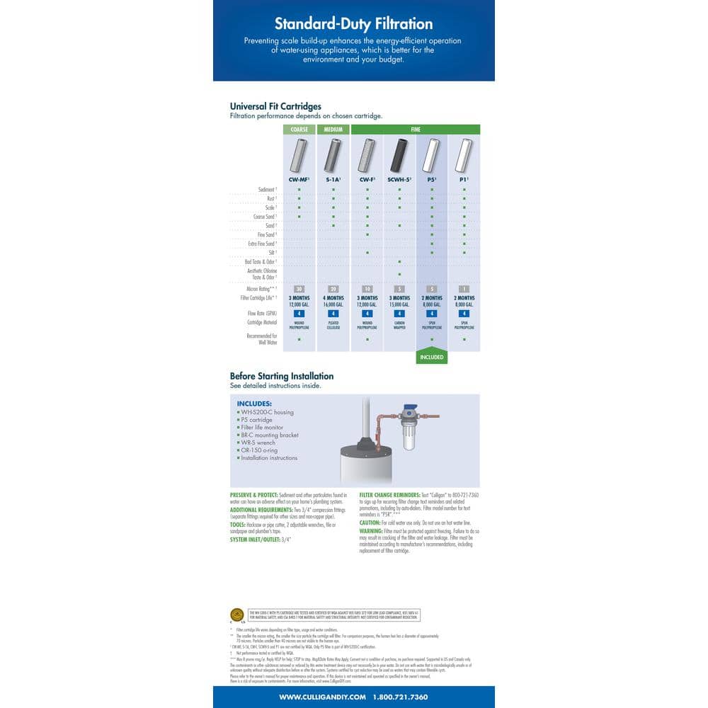 Culligan 8000 Gallon Whole House Sediment Water Filter
