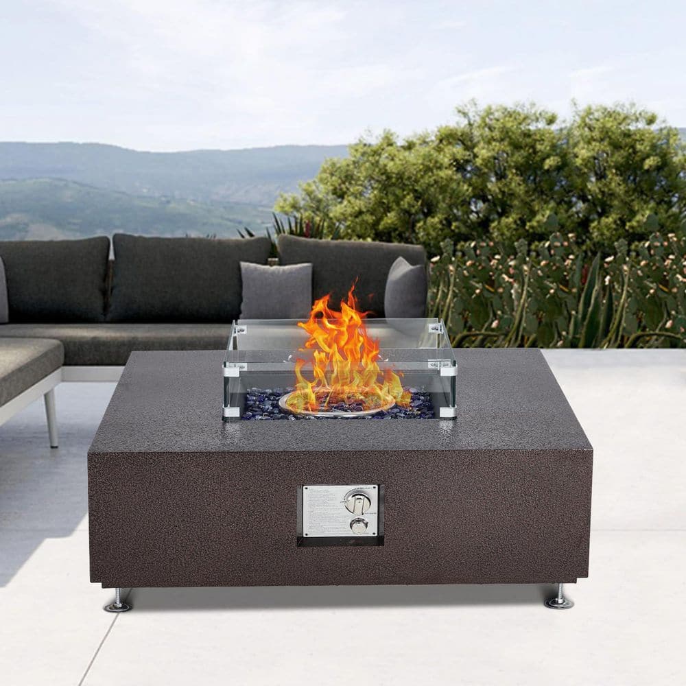 Bronze Steel Outdoor Propane Fire Pit Table with Wind Guard, Glass Beads, Rain Cover, CSA Safety Certified for Patio price history on PriceWatchPro