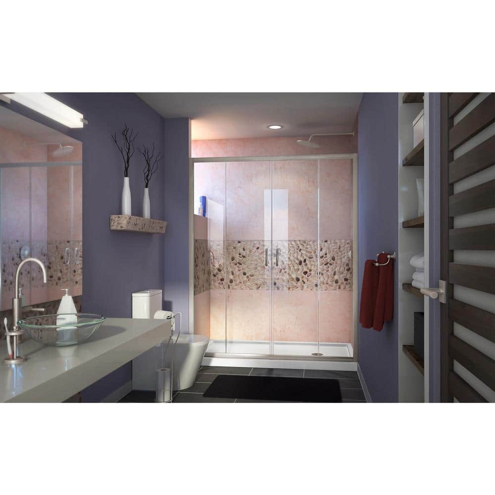 Visions 60" Brushed Nickel Frameless Sliding Shower Kit