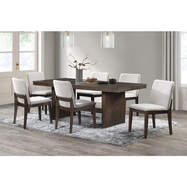 New Classic Furniture Kody 7-Piece Rectangular Beige Wood Top Dining Table Set