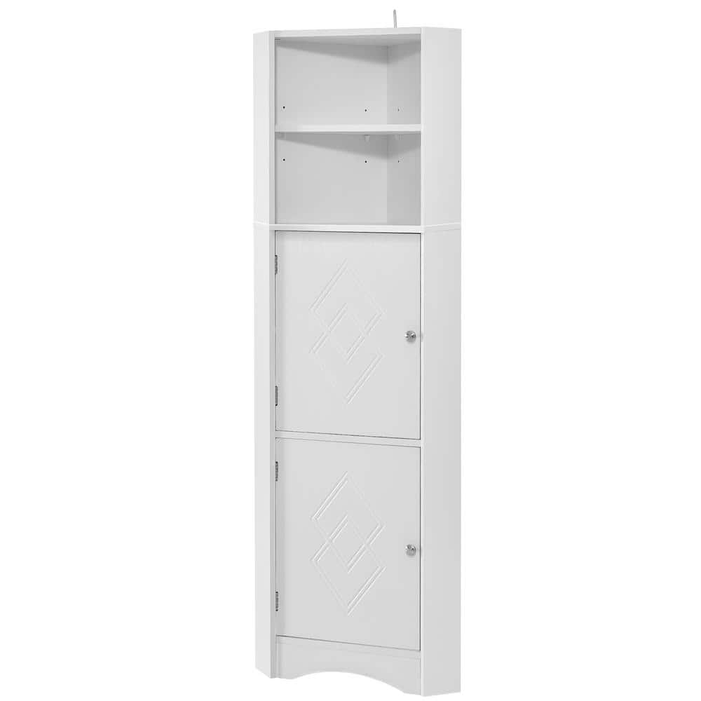 14.96 in. W x 14.96 in. D x 61.02 in. H White Linen Cabinet with 2-Doors an