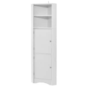 14.96 in. W x 14.96 in. D x 61.02 in. H White Linen Cabinet with 2-Doors and Adjustable Shelves
