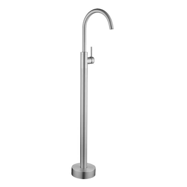 FLG Single-Handle Freestanding Tub Faucet Brass Modern Floor Mount Bath Tub Filler in. Brushed Nickel