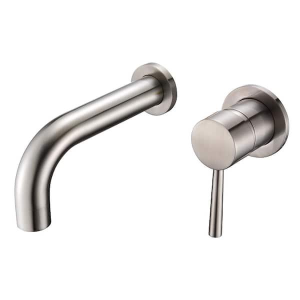 SUMERAIN Modern Single Handle Wall Mount Roman Tub Faucet with Valve in Brushed Nickel