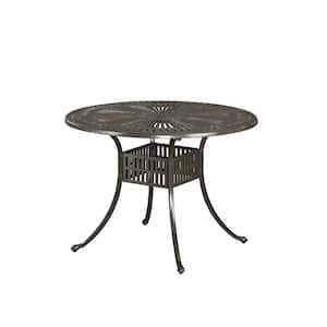 Grenada Taupe Tan 42 in. Round Cast Aluminum Outdoor Dining Table