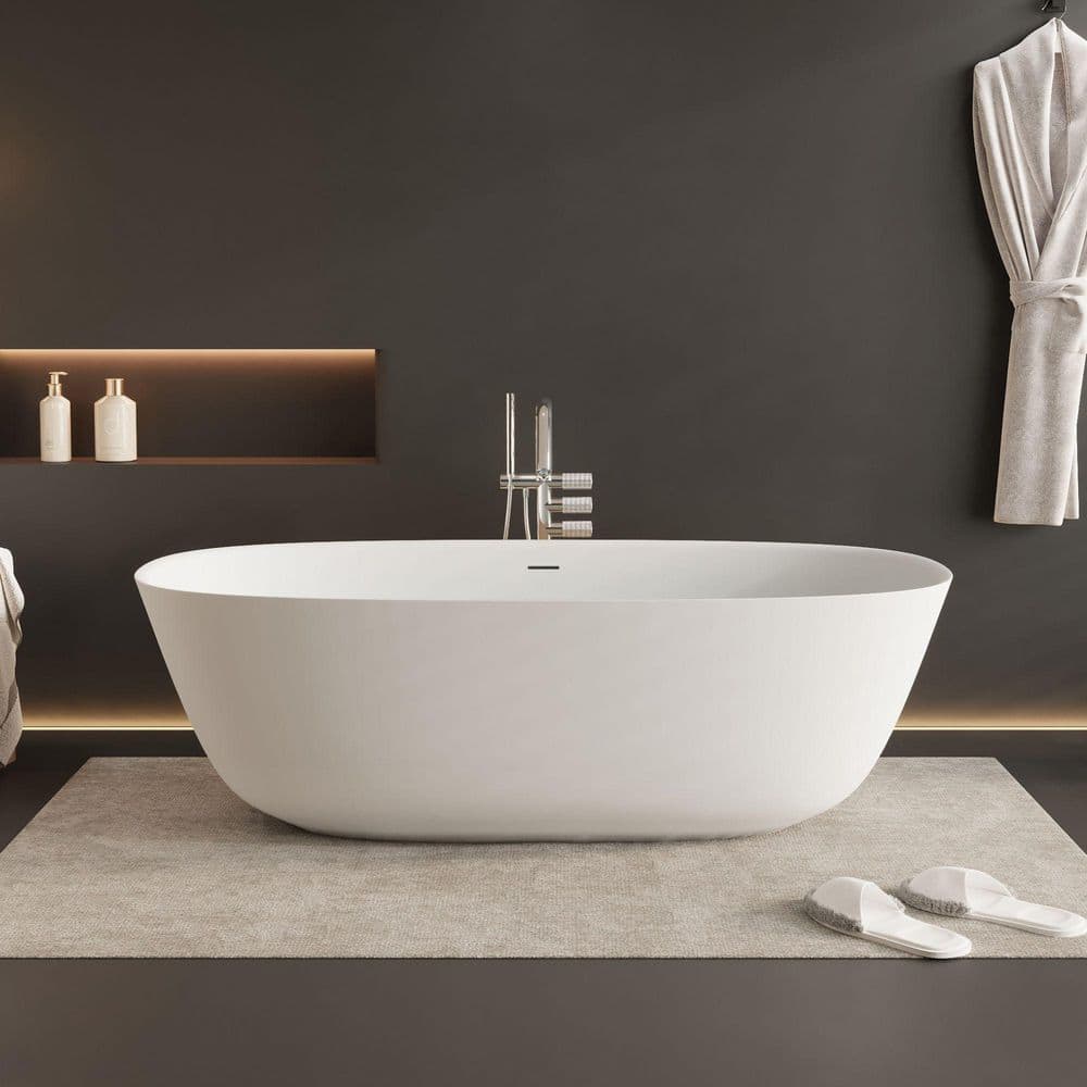 AVAXA 55 in. x 27 in. Solid Surface Stone Resin Flatbottom
