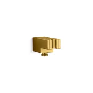 Statement Wall-Mount Handshower Holder with Supply Elbow And Check Valve in Vibrant Brushed Moderne Brass