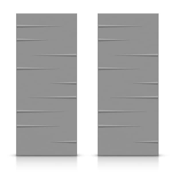 CALHOME 84 in. x 96 in. Hollow Core Light Gray Painted Composite MDF Interior Double Closet Sliding Doors