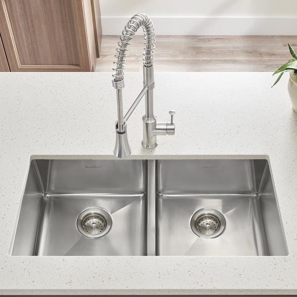 American Standard Pekoe Undermount Stainless Steel 29 In Ada Double Bowl Kitchen Sink 18db6291800 075 The Home Depot