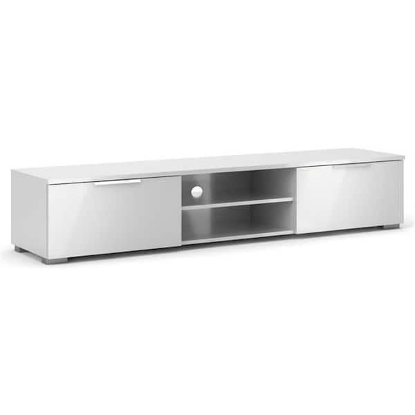 White TV Stand Entertainment Console Fits TV's up to 75 in.