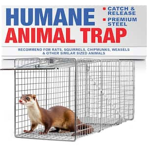 Heavy-Duty Outdoor Catch Release Medium Animal Cage Trap for Cats Skunks Rats, Squirrels 24 in. x 7 in. x 7 in. (1-Pack)