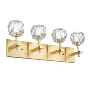 24 in. 4-Light Gold Vanity-Light with No Additional Features